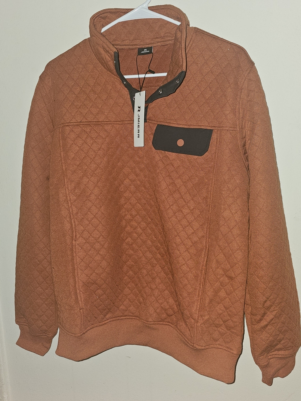 Men's Quilted Half-Zip Crewneck Pullover .